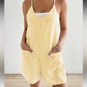 Yellow Striped Women's Jumpsuit